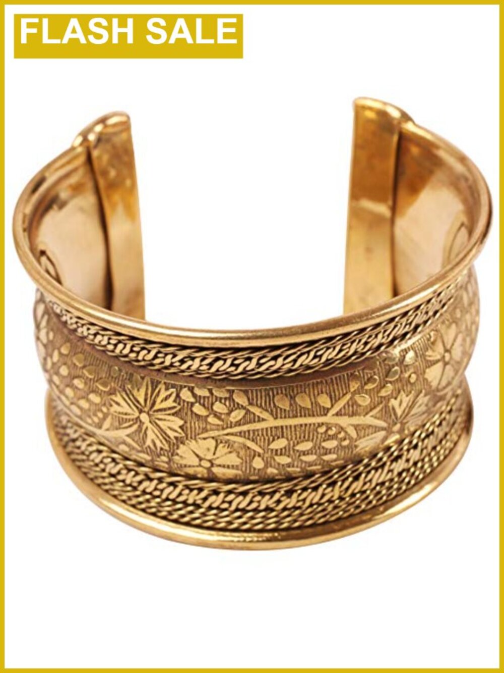 Indian Bollywood Brass Base Handcrafted Floral Cuff Bracelet Free Size